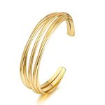 LILIE&WHITE Gold Bangle Chunky Chunky Gold Bangle Gold Bracelets For Women Multi-Layer Cross Wire Bangle Bracelet Adjustable Open Cuff Bracelet Stackable Wrist Cuff Bracelets