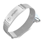 VNOX Medical Alert Id Bracelet for Men Women, Custom Engraving Adjustable Stainless Steel Customizable Mesh Emergency Survival Medic Bracelets Wristband Loop Band with Replacement Tag, no gemstone
