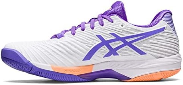 ASICS Women's SOLUTION SPEED FlyteFoam 2 Tennis Shoes, 8, WHITE/AMETHYST