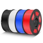 TECBEARS PLA Filament 1.75mm, PLA 3D Printer Filament Bundle 4-Color, 4 * 1KG(1320M) 3D PLA Filament Smooth Printing, Dimensional Accuracy ±0.02mm, Fit Most FDM 3D Printers, Black Blue Red White PLA