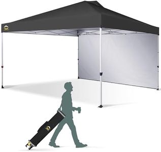 CROWN SHADES 12x12 Pop Up Canopy Tent Instant Commercial with 150D Silver Coated Fabric Including 1 Removable Sidewall, 4 Ropes, 8 Stakes, Weight Bags, STO 'N Go Bag, Gray