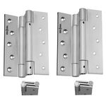 "BRASK" Brass Spring Hinges Double Action 5" | Two Way Door Closer Hinge - Double Action 5" | Brass Dual-Function Door Closer Hinges for Swinging Doors (2, Silver Satin)