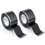 2 Rolls Self-Fusing Silicone Tapes, 1in x 10ft Self Sealing Fusing Silicone Tape Waterproof Hose Repair Tape Pipe Repair Tape Rescue Tape for Hose/Pipe Leaks Emergency Repair (Black)