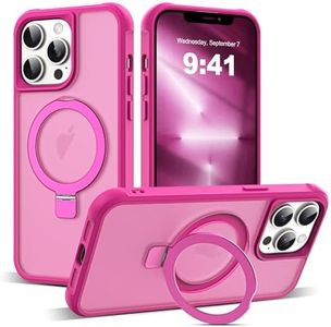 SKYLMW Compatible with iPhone 12 Pro Max Case & iPhone 13 Pro Max Case with Invisible Magnetic O-Ring Stand Case for iPhone 12 & 13 Pro Max 6.7" [Compatible with MagSafe][Great Grip Feeling], Rose
