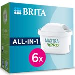 BRITA MAXTRA PRO All-in-1 Water Filter Cartridge 6 Pack (New) - Original BRITA Refill reducing impurities, Chlorine, PFAS, pesticides and limescale for tap Water with Better Taste