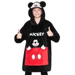 Disney Stitch Fleece Hoodie Blanket with Plushie for Kids Teenagers Eeyore Angel Minnie Mouse Kids Oversized Hoodie (Black Mickey)