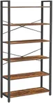 VASAGLE 6-Tier Tall Bookshelf, Large Bookcase with Steel Frame, Deep Book Shelf for Living Room, Home Office, Study, 11.8 x 31.5 x 73.2 Inches, Industrial Style, Rustic Brown and Black ULLS082B01