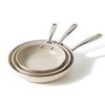 Redchef Non Stick Frying Pan Set, Ceramic Pan 20 24 28cm, Skillet Set 8-11" for Cooking with Stainless Stay Cool Handle, No PFAS & PTFE & PFOA, Oven Safe (Beige)