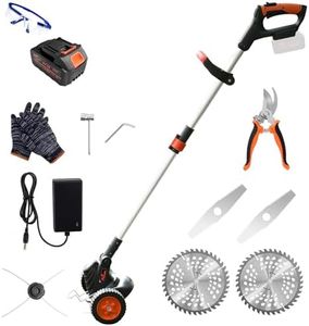YINMAYI Weed Wacker Eater Cordless Battery Powered Electric Edger Lawn Tool Trimmer String Cordless Whacker Operated Grass Edger Cutter Black-Orange*1 Battery