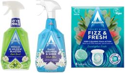 Astonish Eucalyptus Toilet Bowl Cleaner, 8 tabs + Apple Burst Household Cleaner + White Lilies Cleaning Spray, 750ml each