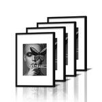 Art Street Synthetic Document Large Size Wall Photo Frame, Set Of 4 Big Frames For Wall Artwork, Certificates, Picture & Photographs Home Decor(12x16 Inch, Matted To: 8x10 Inch, Black)