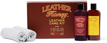 Leather Honey Complete Leather Care Kit: Cleaner, Conditioner, 2 Cloths. Non-Toxic Leather Care Made in the USA Since 1968. Restore Couches, Car Seats & Interior, Jackets, Shoes & Bags. For Any Color