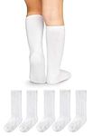 LA Active Knee High Grip Socks - 10 Pairs - Baby Toddler Non Slip/Skid Cotton (White, 4-6 Years)