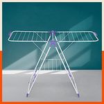 Bathla Foldable Clothes Drying Stand - Neo | 26 Drying Rails - 45 Feet Drying Length | Lightweight, Alloy Steel | Purple | 2 Year Warranty