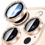 Diruite Camera Protector for iPhone 16 Pro/16 Pro Max Camera Lens protector,Glitter Decoration HD Tempering Glass+Aluminum Rim for iPhone 16 Pro/16 Pro Max Lens Cover