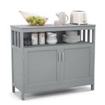 COSTWAY Sideboard Storage Cabinet, Buffet Server Console Table with 5-Position Adjustable Shelf and Doors, Wooden Dining Room Kitchen Cupboard (Grey, 101x40x86cm)