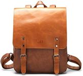 LXY Vegan Leather Backpack Vintage Laptop Bookbag for Women Men, Brown Faux Leather Backpack Purse Bookbag Weekend Travel Daypack