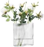 Navaris Glass Flower Vase - Clear Ribbed Tall Vase for Flowers and Pampas Grass - Large Modern Decorative Vases - 7.3" x 4.7" x 7.9" (18.5 x 12 x 20 cm) - Wavy