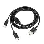 RIIEYOCA 3.3Ft Multi Charging Cable, 2 in 1 USB 2.0 A to USB Type C and Micro USB Charging Cable Cord,Power up to 2 Devices At Once From a Single USB Port(Black)
