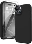 GONEZ for iPhone 14 Case Silicone, with 2X Screen Protector + 2X Camera Lens Protector, [Soft Anti-Scratch Microfiber Lining], Liquid Silicone Shockproof Protective Phone Cover 6.1", Black