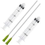 HaBeuniver 30ml Luer Lock Syringe with 14Ga 7 Inches Long Blunt Tip, Great for Measuring and Refilling, Pack of 2