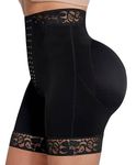 SHAPELLX Butt Lifting Shapewear Tummy Control Butt Lifting Shorts with Built-in Steel Bones, A1-black, 6X-Large