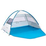 EchoSmile 3 Person Beach Tent Sun Shelter, UPF 50+ Beach Sun Shelter Canopy Tent, Lightweight & Portable Easy Set up for Beach Camping & Parties, White & Blue