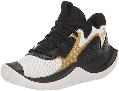 Under Armour Unisex Child Grade School Jet '23 Basketball Shoe, (100) White/Black/Metallic Gold, 4.5 Big Kid US