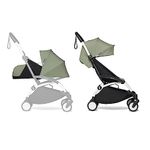 BABYZEN YOYO2 Complete Stroller - Includes Olive 0+ Newborn Pack, White Frame & Olive 6+ Color Pack - Suitable for Children Up to 22 kg