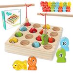 Wooden Magnetic Fishing Game for Kids Toddlers, Montessori Toys, Preschool Educational Learning Toys, Gifts for 3 4 5 Years Old Boys Girls, Travel Items for Kids