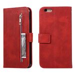 EYZUTAK Wallet Case for iPhone 6 Plus iPhone 6S Plus, 5 Card Slots Magnetic Closure Zipper Pocket Handbag PU Leather Flip Case with Wrist Strap TPU Kickstand Cover for iPhone 6 Plus/6S Plus - Red