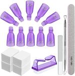 Gel Nail Remover Kit, MORGLES 10PCS Nail Clips Gel Nail Remover Clips 300Pcs Nail Wipe Cotton Pads Nail Files 100/180 Glass Nail Shiner with Cuticle Pusher&Nail Brush for Gel Nail Removal