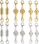 LUTER 12 Pieces Magnetic Jewellery Clasps Lobster Clasp and Clasp Necklace Extender Bracelet for Jewellery Making (Gold and Silver)