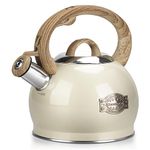 Hauce Radio Teapot for Stovetop, Loud Whistle Tea Kettle,Food Grade Stainless Steel Tea Kettles for Stove Top with Anti-hot Ergonomic Handle for Tea, Coffee, Milk,2.1QT