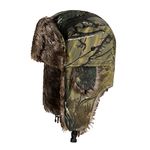 TINAYAUE Winter Trapper Hunting Hat with Ear Flaps Fallen Leaf Camo Cap Faux Fur Ushanka Russian Warm Hat Unisex Windproof Hunter's Hat Cold Weather Winter Hats for Hunting, Skiing, Hiking