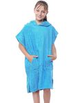 kraftd Unisex Kids Hooded Poncho Changing Robe 100% Terry Towelling Cotton Robes With Pocket & Hood for Beach Swimming Surfing Bathing Watersports (1 Piece)