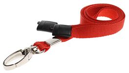 PCL Media ltd® 10 x Breakaway Safety Lanyard Neck Strap Swivel Metal Clip For Id Card Holder - Pull Quick Release Design Lanyards Bulk 10pcs (Red)