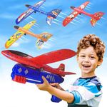 Nearasu 3 Pack Airplane Launcher Toy with Foam Glider Plane Aeroplane with Catapult Gun, Outdoor Games Flying Activities Toys Gifts Children Kids For Age 3 4 5 6 7 8 9 10 11 12 Year Old Boys Girls