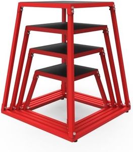 Garvee 12/18/24/30 Steel Plyo Box for Exercise, Plyometric Jumping Box Metal Exercise Step Up Box with Anti-Slip Surface for Home Gym Training,Single and Set,Red
