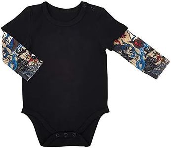 Stephan Baby Snapshirt-Style Diaper Cover with Tattoo Sleeves, Black, 6-12 Months