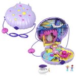 Polly Pocket Micro, Tiny Power Seashell Purse Playset, Purple Shell Purse, Mermaid Theme, 2 Polly Pocket Dolls, Toys for Ages 4 and Up, One Polly Pocket Playset, GNH11