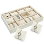 PANIXIA Velvet Watch Tray Jewelry Organizer 12 Grid Stackable Watch Organizer Tray Bracelet Bangle Watch Display Holder Adjustable Pillow For Watches Jewelry Organizer Storage Tray for Drawer(1 Piece)