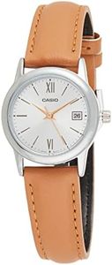 CASIO LTPV002L-7B3 Unisex Silver Analog Watch with Tan Band