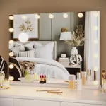 Vanity Mirror with Lights, 32" x 24" Makeup Mirror with Lights, Hollywood Lighted Vanity Mirror with 17 Dimmable LED Bulbs, 3 Color Modes, Light up Mirror with Touch Control for Bedroom, Tabletop