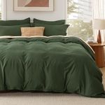 Bedsure King Duvet Cover with Fitted Sheet - Double Brushed Bedding Set with Zipper Closure, 6 Pieces, Includes 1 Duvet Cover, 1 Fitted Sheet, 2 Pillow Shams, 2 Pillowcases, NO Comforter, Olive Green