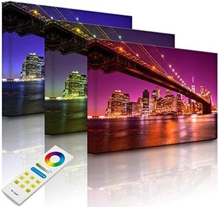 lightbox-multicolor.com ilustración de Pared con - Horizonte de Manhattan - 60 x 40 cm - Fully Lighted