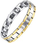 Feraco Mens Magnetic Bracelets Sleek Titanium Steel Silver Gold Magnet Therapy Bracelet