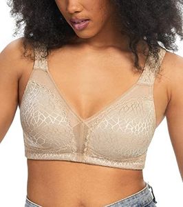 HACI Women's Minimizer Bra Full Coverage Non Padded Wirefree Plus Size for Large Bust Support Seamless(44B, Toffee)