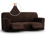 PAULATO BY GA.I.CO. Recliner Sofa Cover - Recliner Couch Cover - Recliner Slipcover - Soft Fabric - 1-Piece Form Fit Stretch Furniture Protector - Microfibra Collection - Dark Brown (Reclining Sofa)