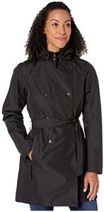 Helly Hansen Women's Welsey II Waterproof Windproof Breathable Hooded Insulated Rain Trench Coat Jacket, 990 Black, X-Large